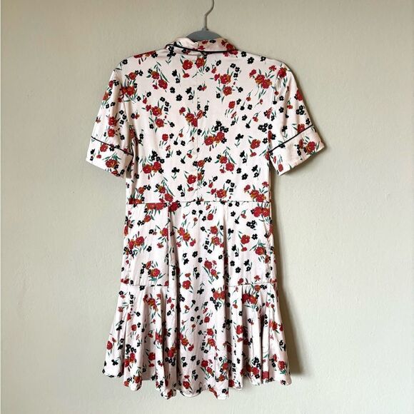 A.L.C. Ruthie Silk Mini Cream Pink Dress Floral Stretch Size 2 - Picture 14 of 15